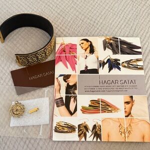 HAGAR SATAT Leather & Gold Florentine Bracelet